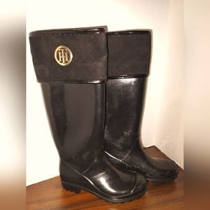Tommy Hilfiger Knee High Black Rain Boots Size 6